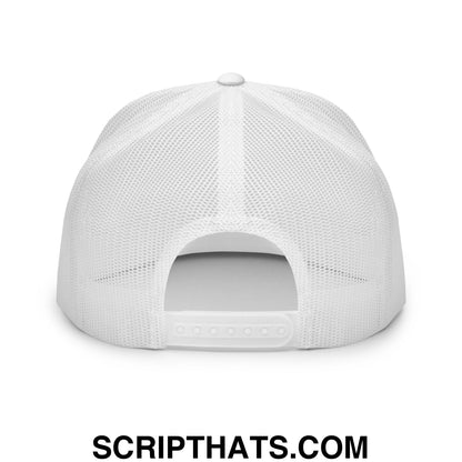 Upside Down Philly Football Embroidered Flat Bill Brim Trucker Hat White