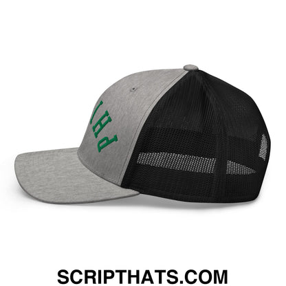 Upside Down Philly Football Embroidered Mesh Trucker Hat Heather Black