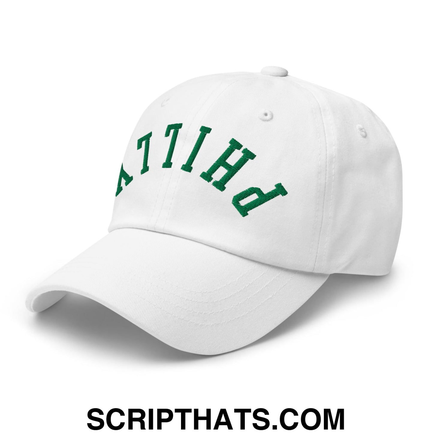 Upside Down Philly Football Embroidered Unstructured Dad Hat White