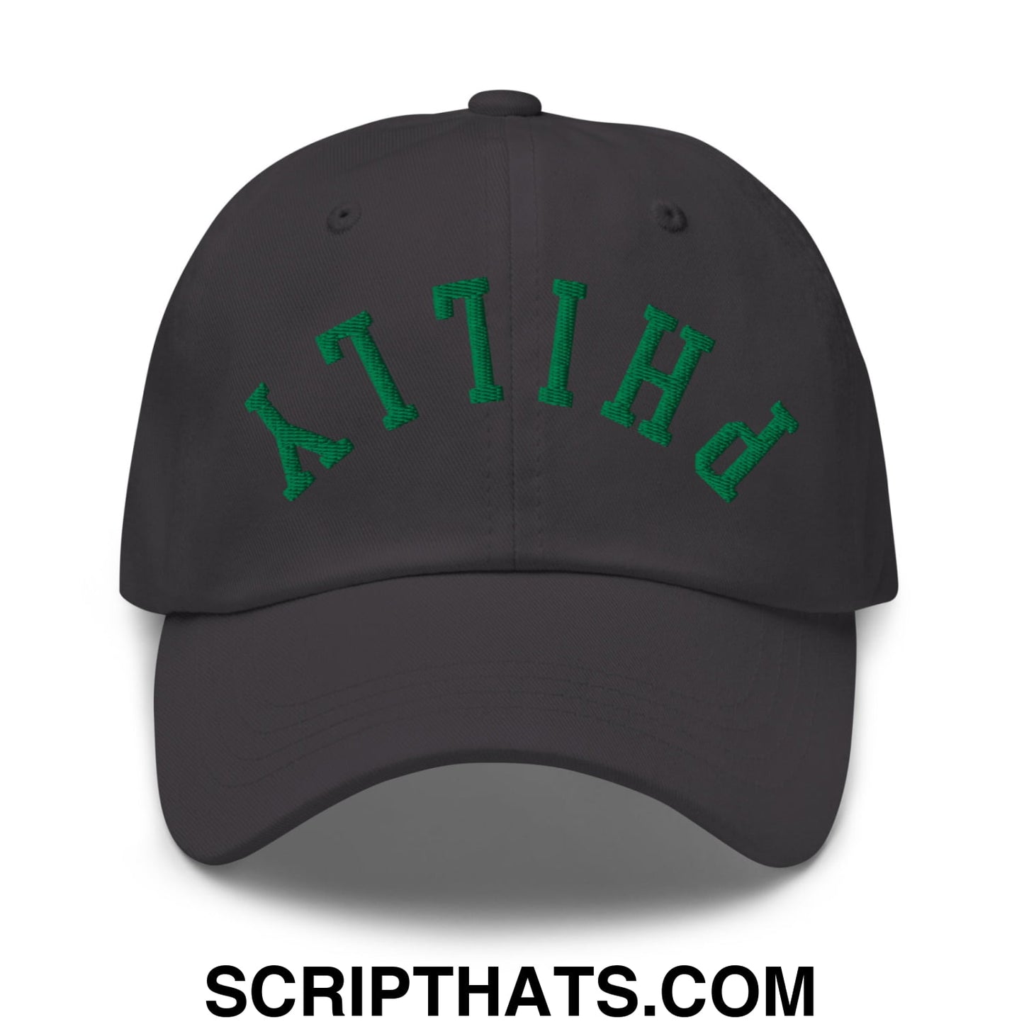 Upside Down Philly Football Embroidered Unstructured Dad Hat Dark Grey