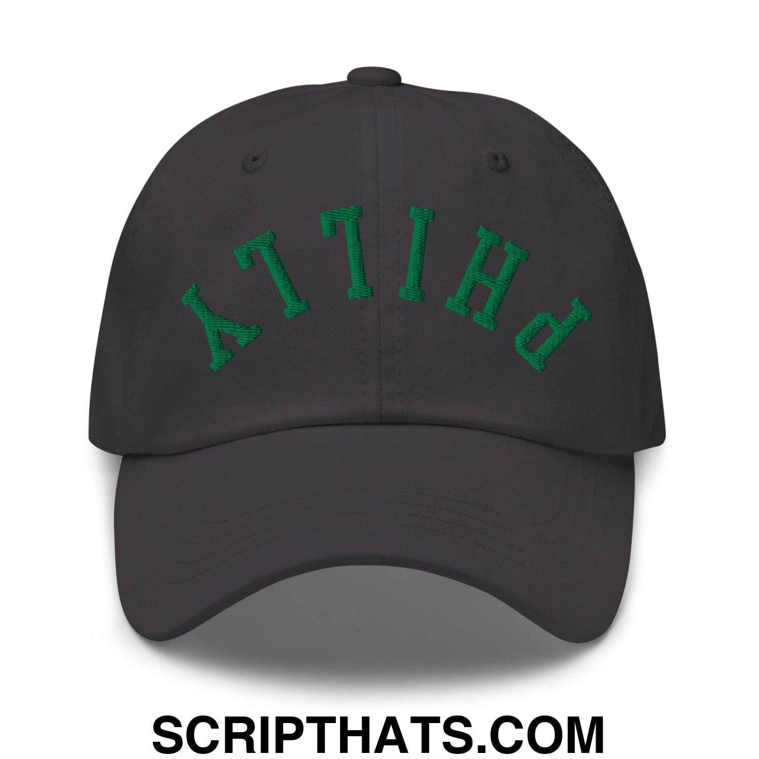 Upside Down Philly Football Embroidered Unstructured Dad Hat Dark Grey