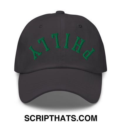 Upside Down Philly Football Embroidered Unstructured Dad Hat Dark Grey