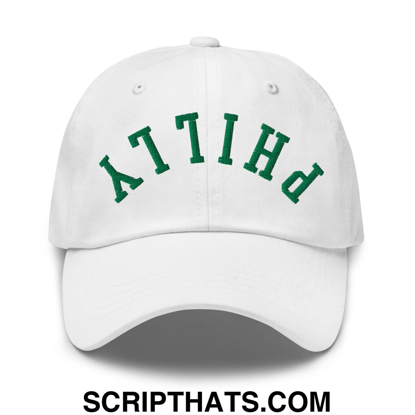 Upside Down Philly Football Embroidered Unstructured Dad Hat White