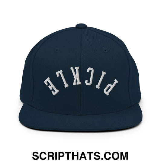 Upside Down Pickle Embroidered Flat Bill Brim Snapback Hat Dark Navy