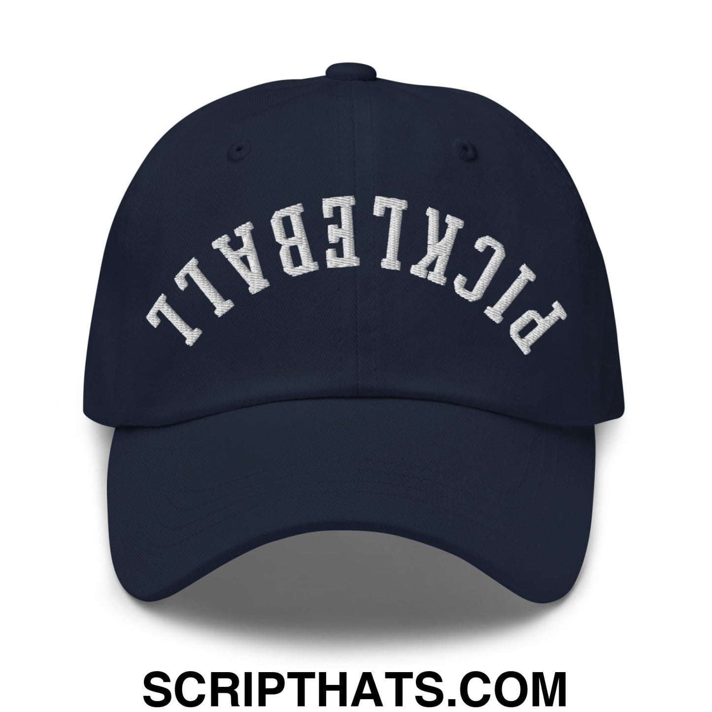 Upside Down Pickleball Embroidered Unstructured Dad Hat Navy