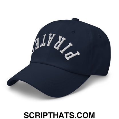Upside Down Pirates Embroidered Unstructured Dad Hat Navy