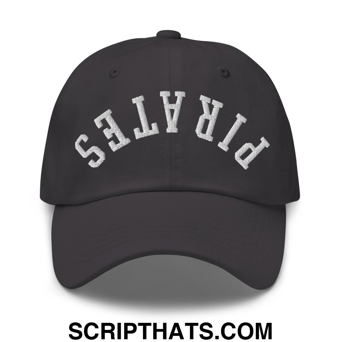 Upside Down Pirates Embroidered Unstructured Dad Hat Dark Grey
