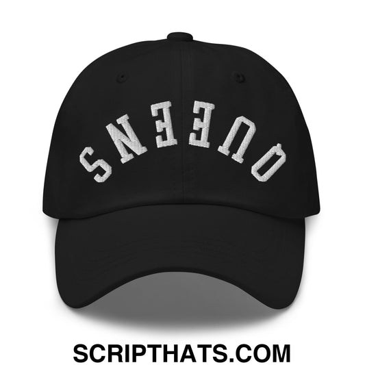 Upside Down Queens Embroidered Unstructured Dad Hat Black