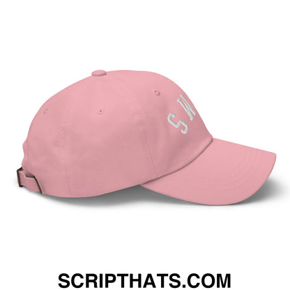 Upside Down Rams Embroidered Unstructured Dad Hat Pink