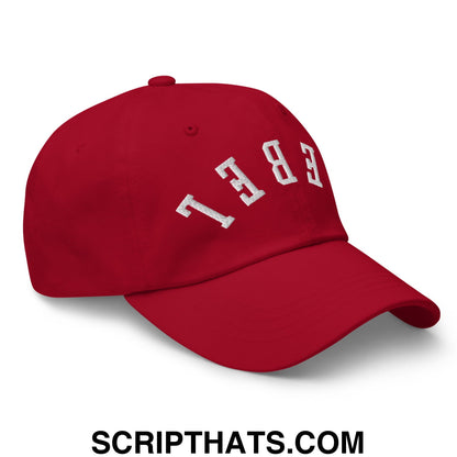 Upside Down Rebel Embroidered Unstructured Dad Hat Cranberry