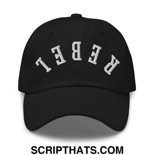 Upside Down Rebel Embroidered Unstructured Dad Hat Black