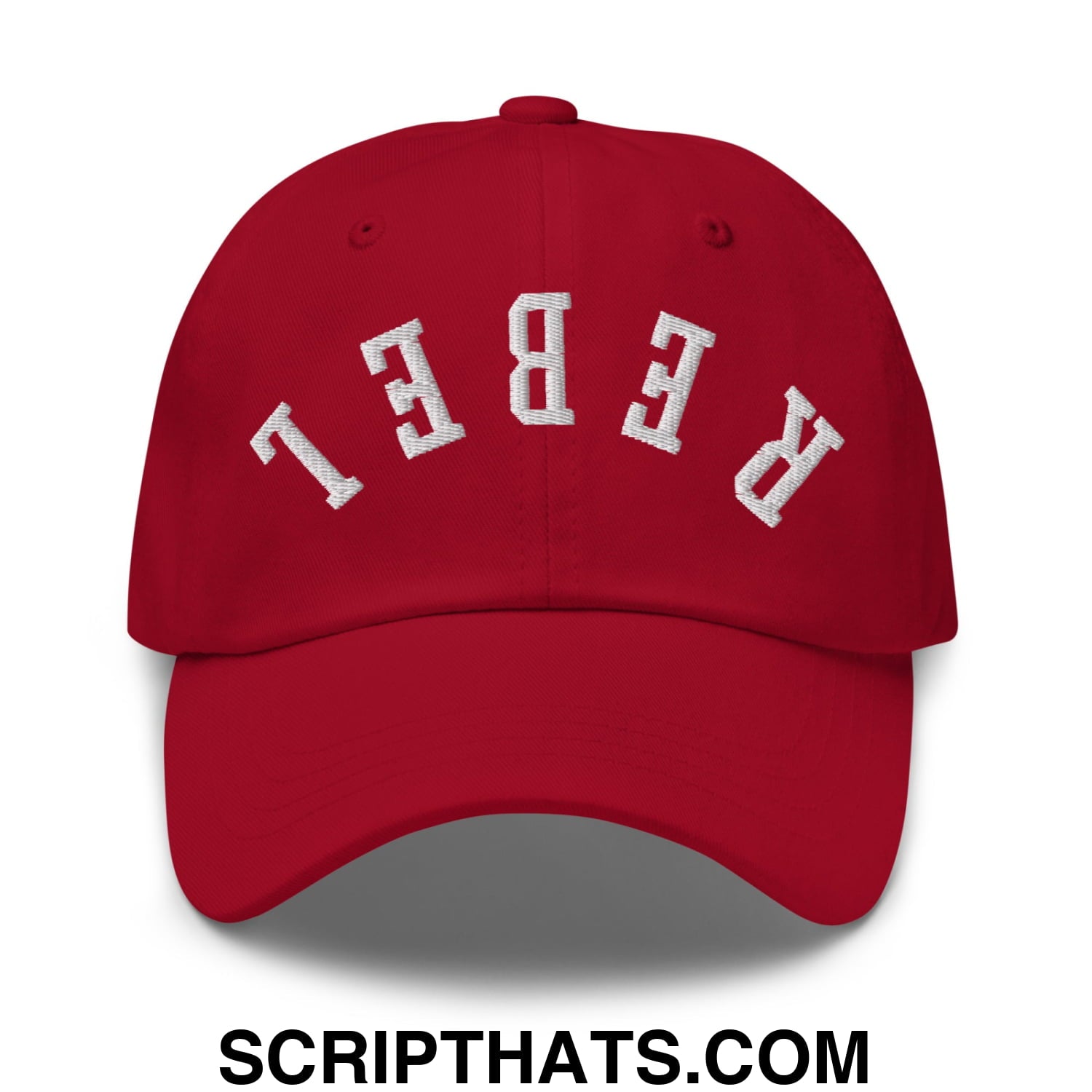 Upside Down Rebel Embroidered Unstructured Dad Hat Cranberry