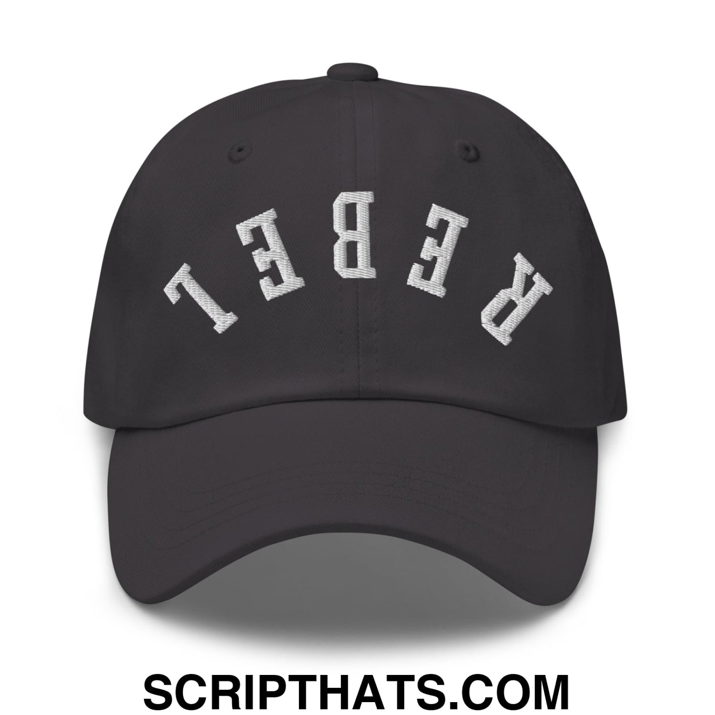 Upside Down Rebel Embroidered Unstructured Dad Hat Dark Grey