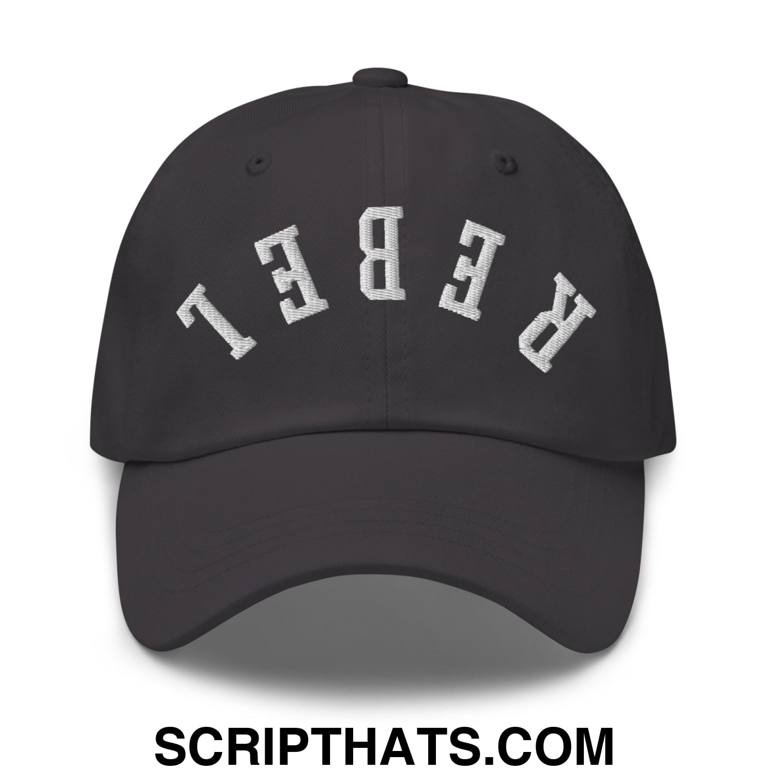 Upside Down Rebel Embroidered Unstructured Dad Hat Dark Grey