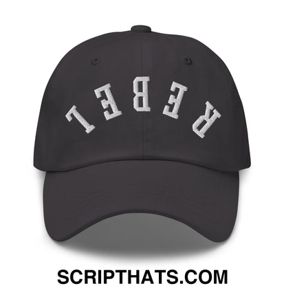 Upside Down Rebel Embroidered Unstructured Dad Hat Dark Grey