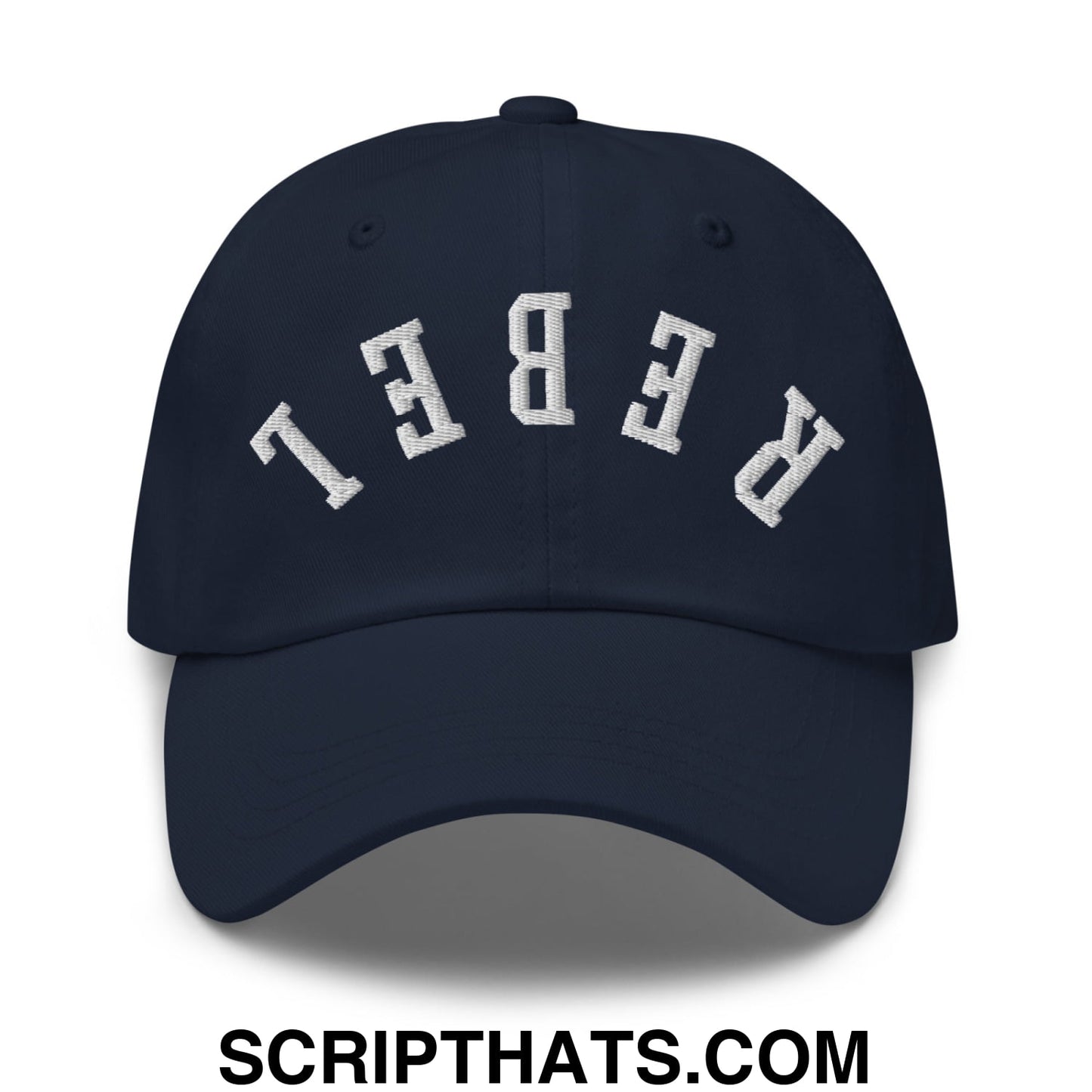 Upside Down Rebel Embroidered Unstructured Dad Hat Navy