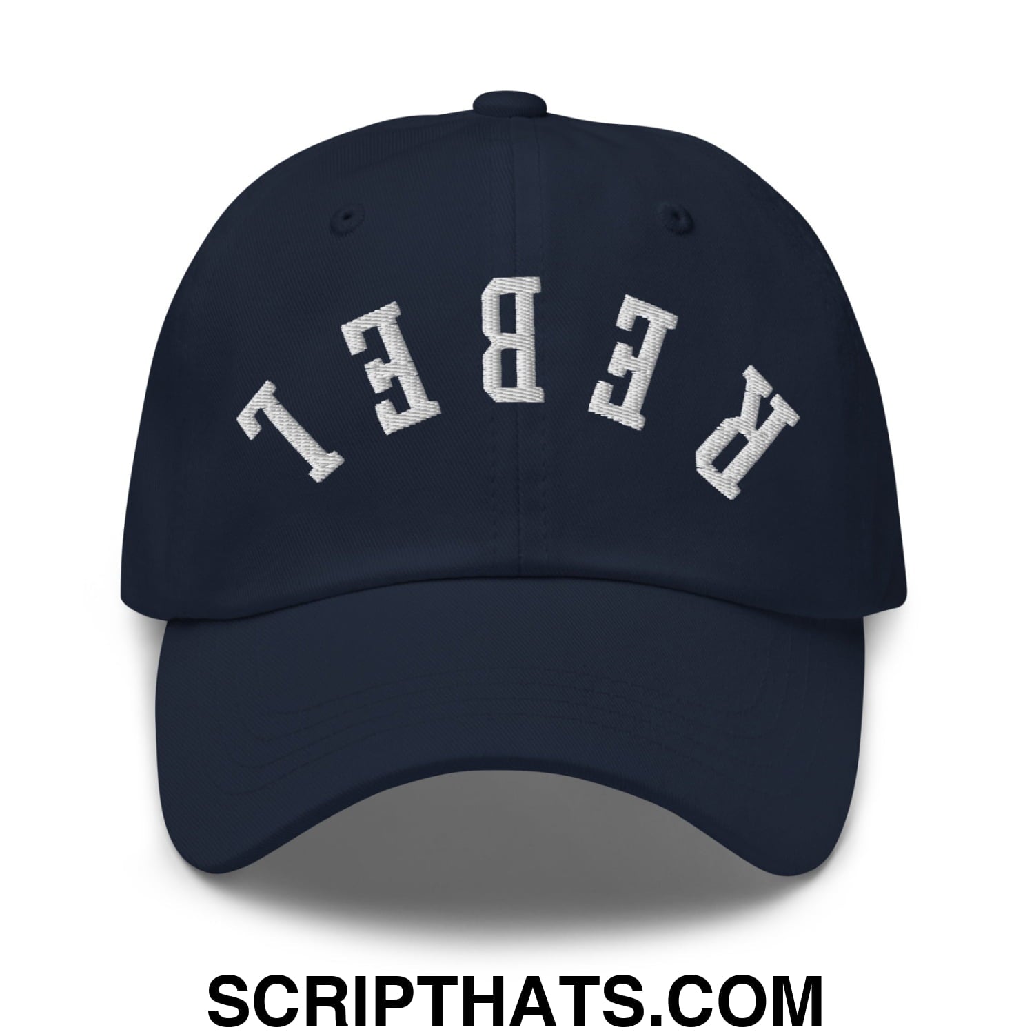 Upside Down Rebel Embroidered Unstructured Dad Hat Navy