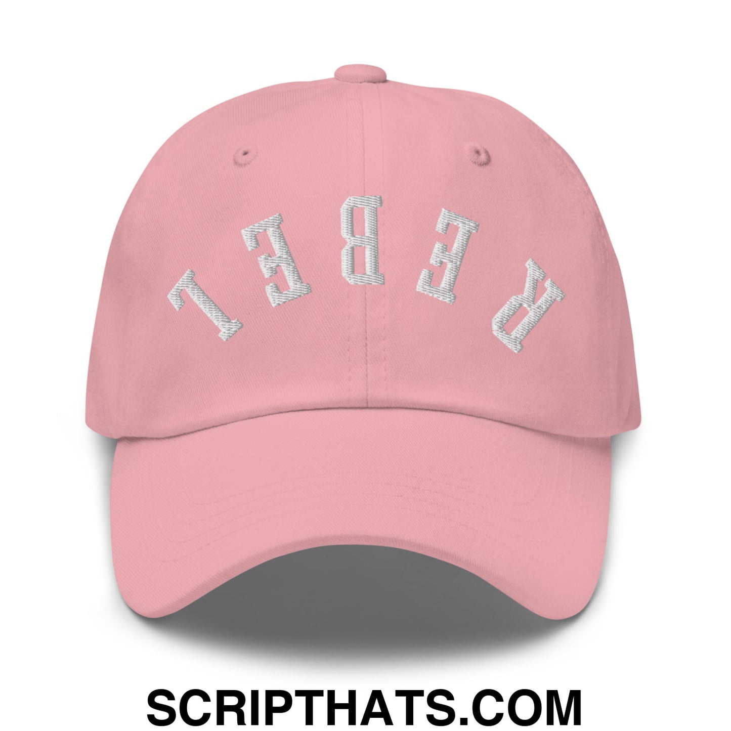 Upside Down Rebel Embroidered Unstructured Dad Hat Pink