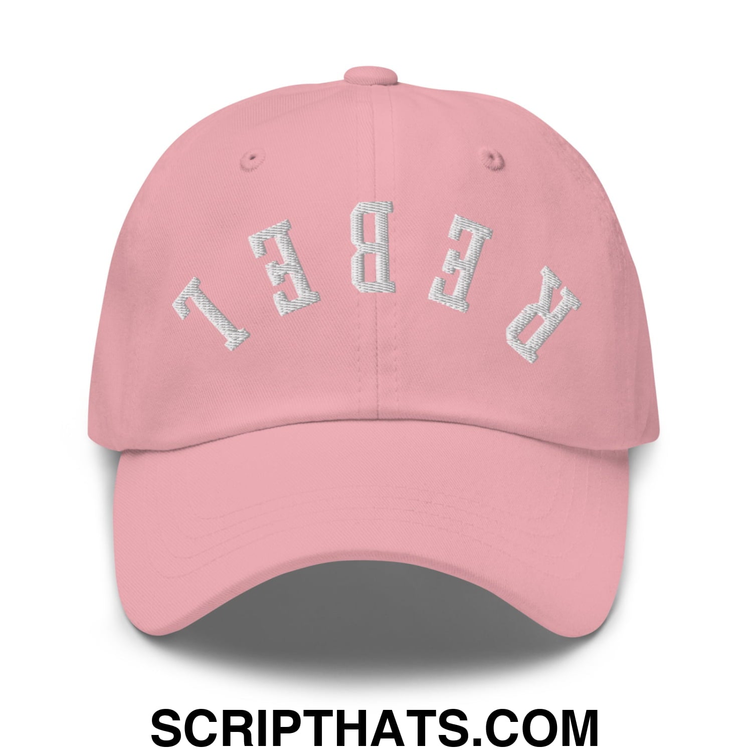 Upside Down Rebel Embroidered Unstructured Dad Hat Pink