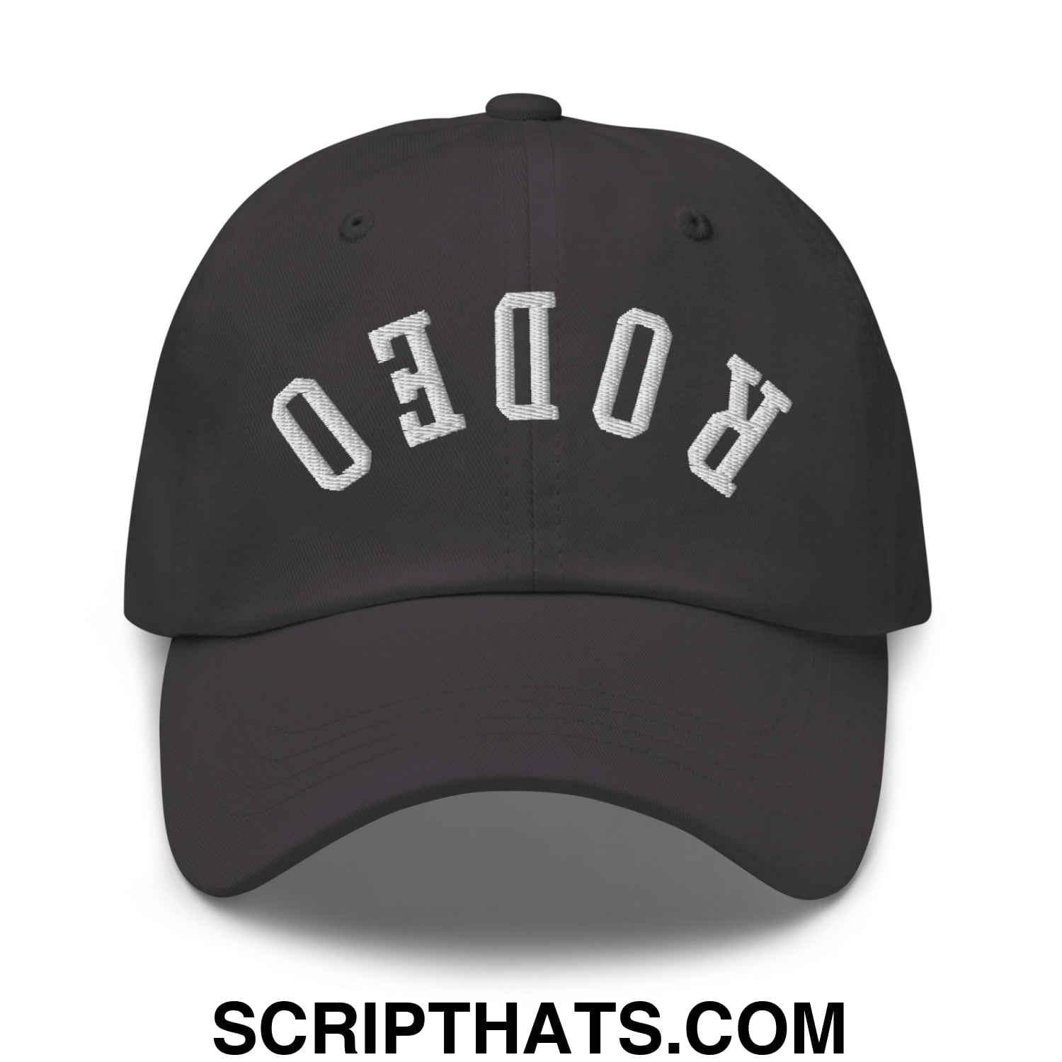 Upside Down Rodeo Embroidered Unstructured Dad Hat Dark Grey