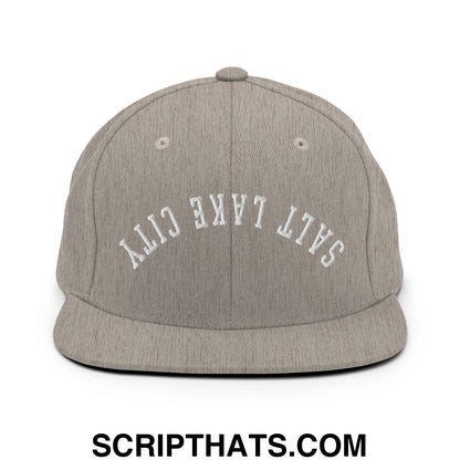 Upside Down Salt Lake City Embroidered Flat Bill Brim Snapback Hat Heather Grey