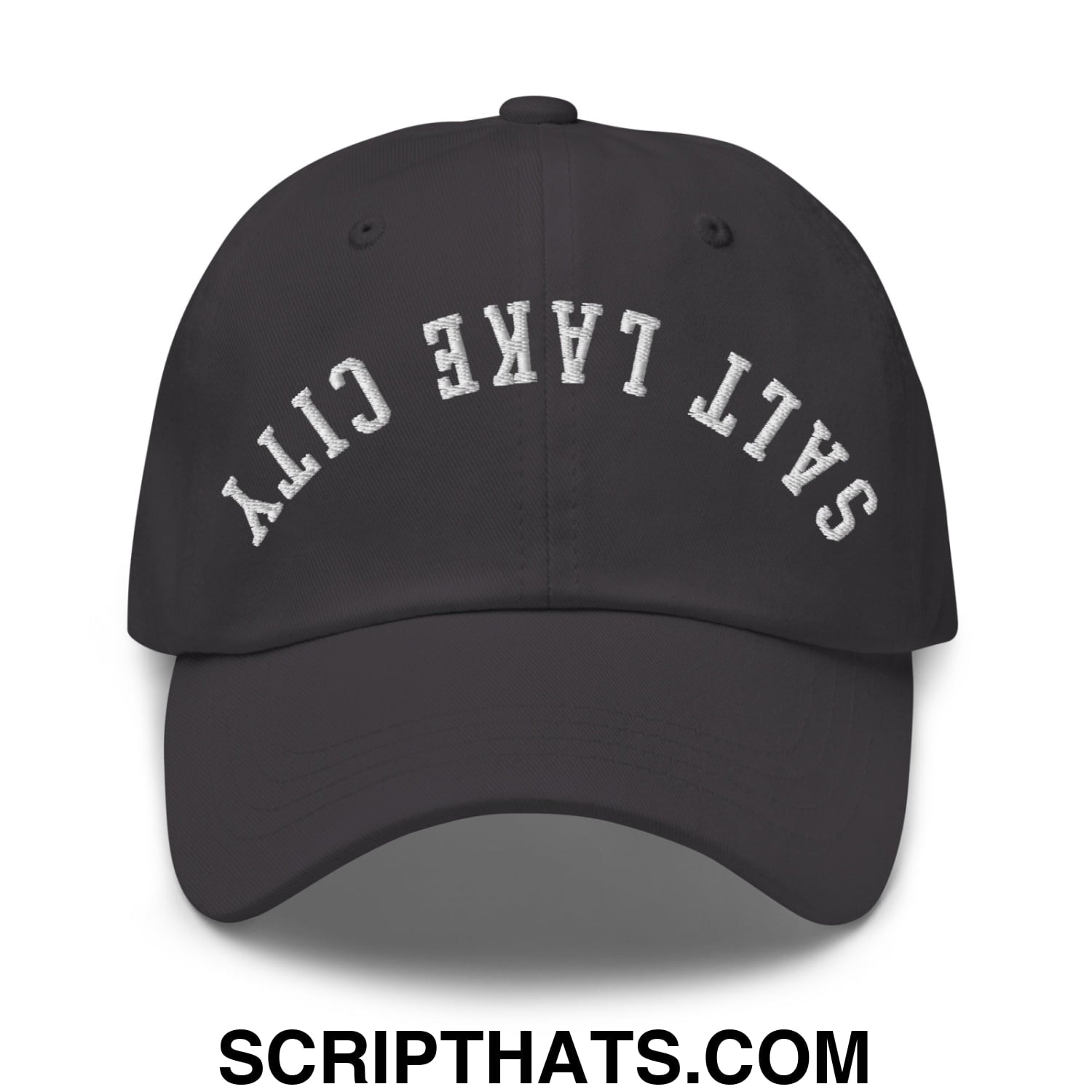 Upside Down Salt Lake City Embroidered Unstructured Dad Hat Dark Grey