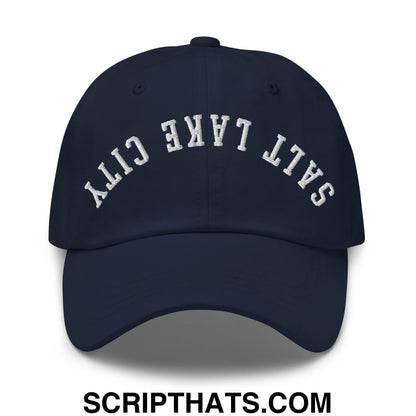 Upside Down Salt Lake City Embroidered Unstructured Dad Hat Navy