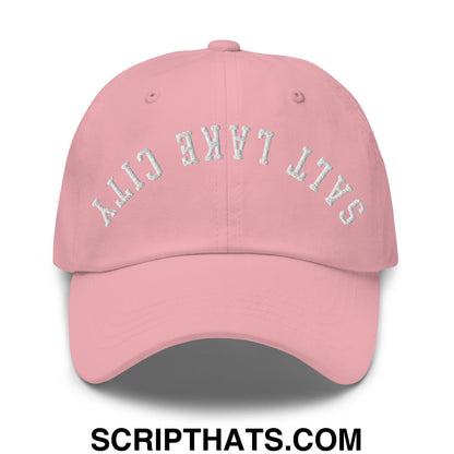 Upside Down Salt Lake City Embroidered Unstructured Dad Hat Pink
