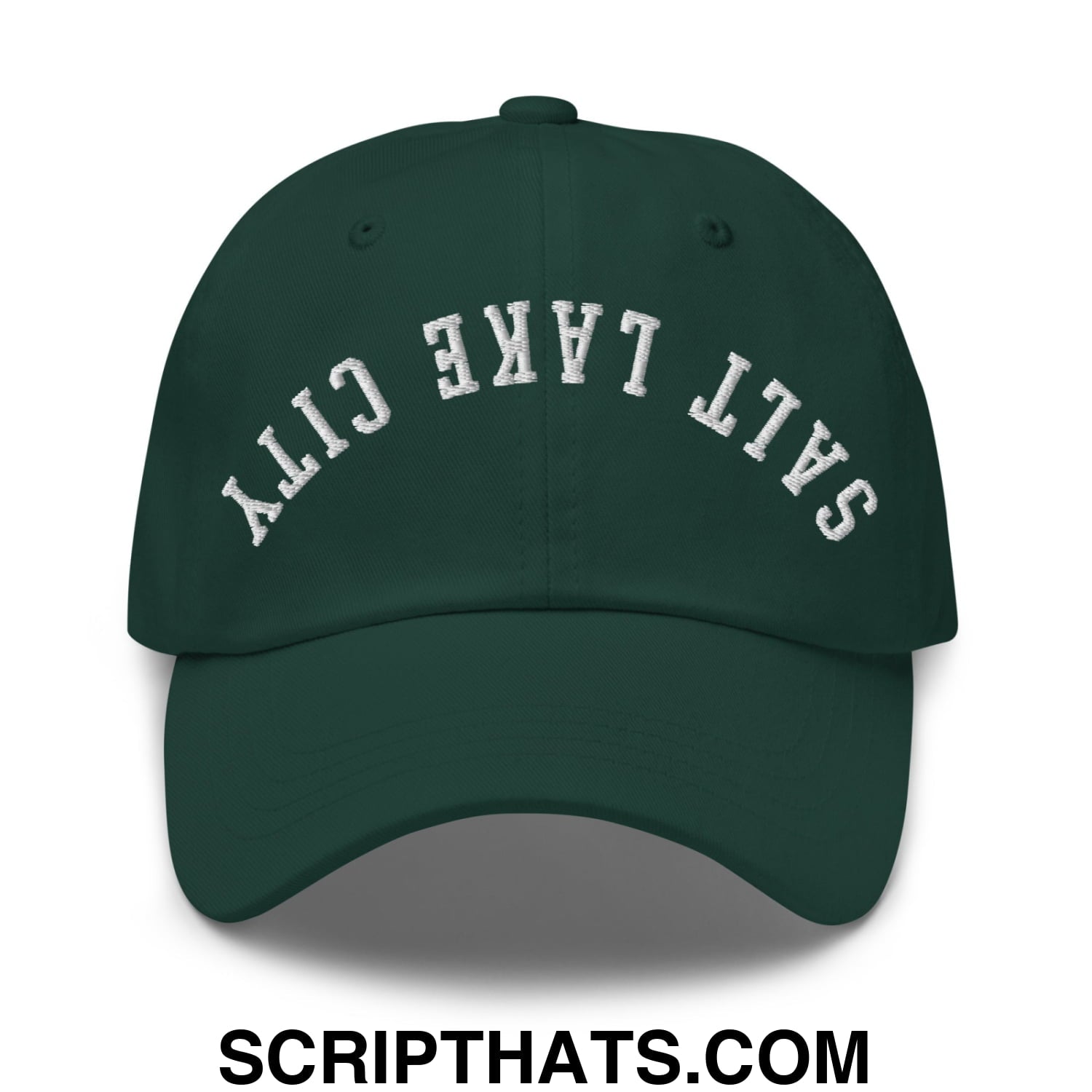 Upside Down Salt Lake City Embroidered Unstructured Dad Hat Spruce
