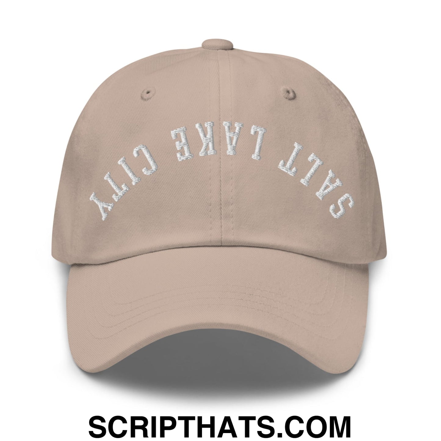 Upside Down Salt Lake City Embroidered Unstructured Dad Hat Stone