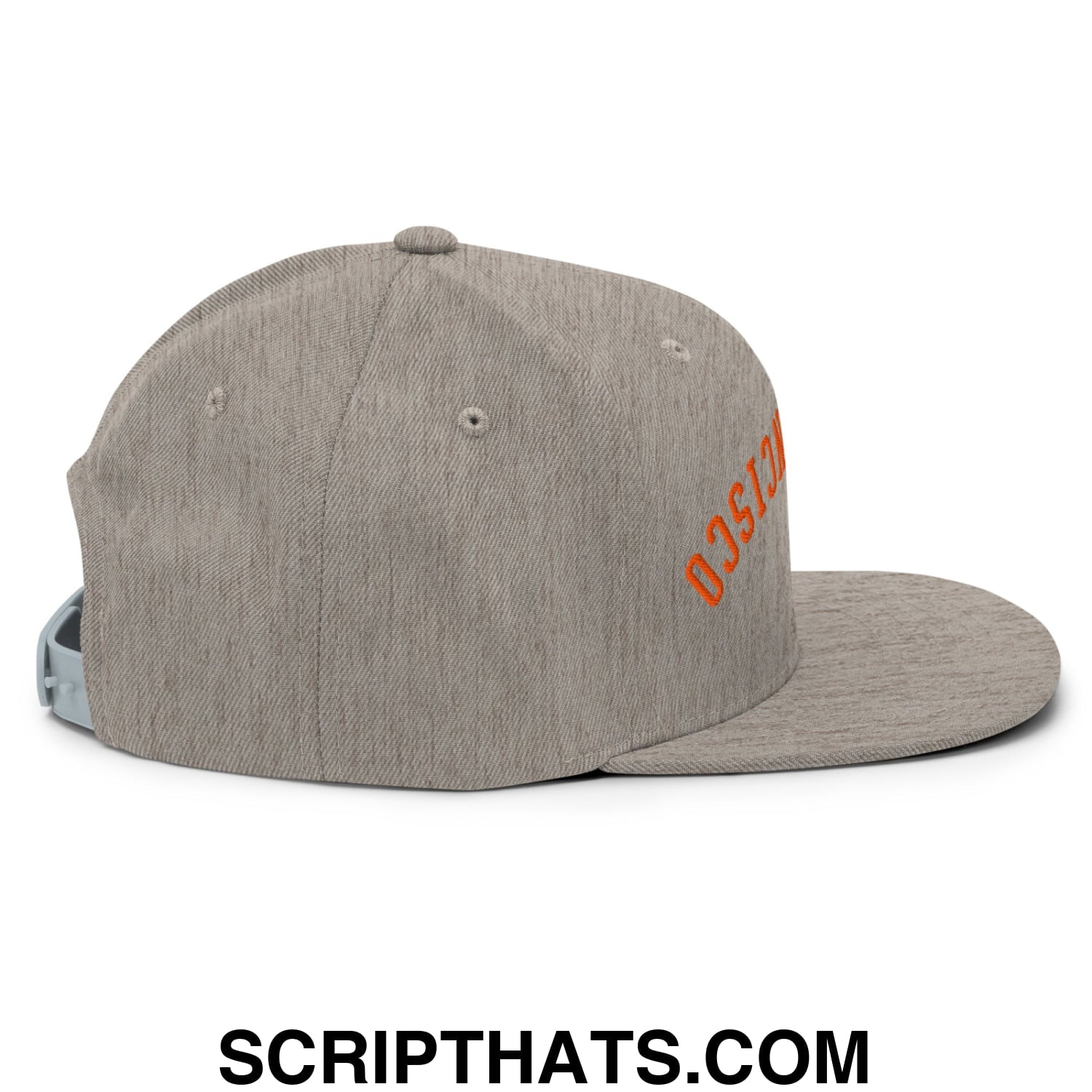 Upside Down San Francisco Baseball Embroidered Flat Bill Brim Snapback Hat Heather Grey