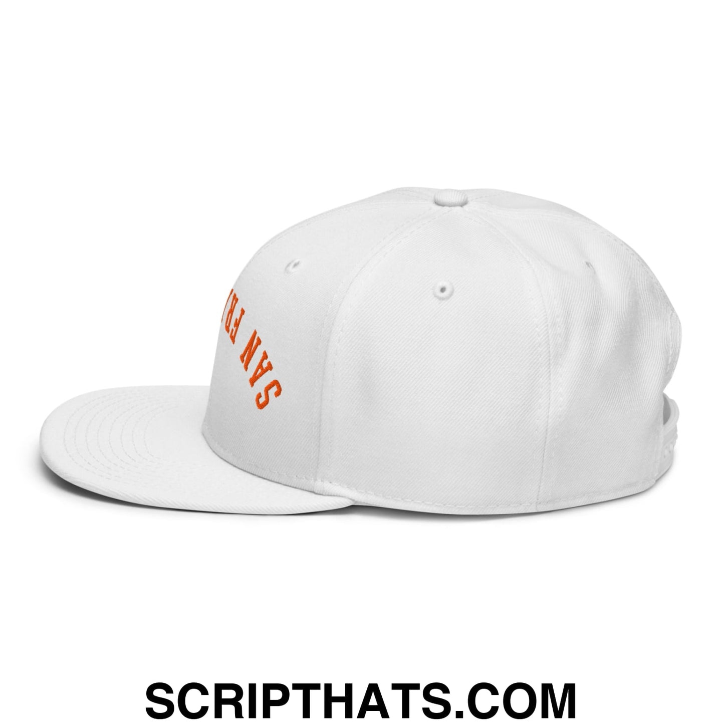 Upside Down San Francisco Baseball Embroidered Flat Brim Bill Snapback Hat White