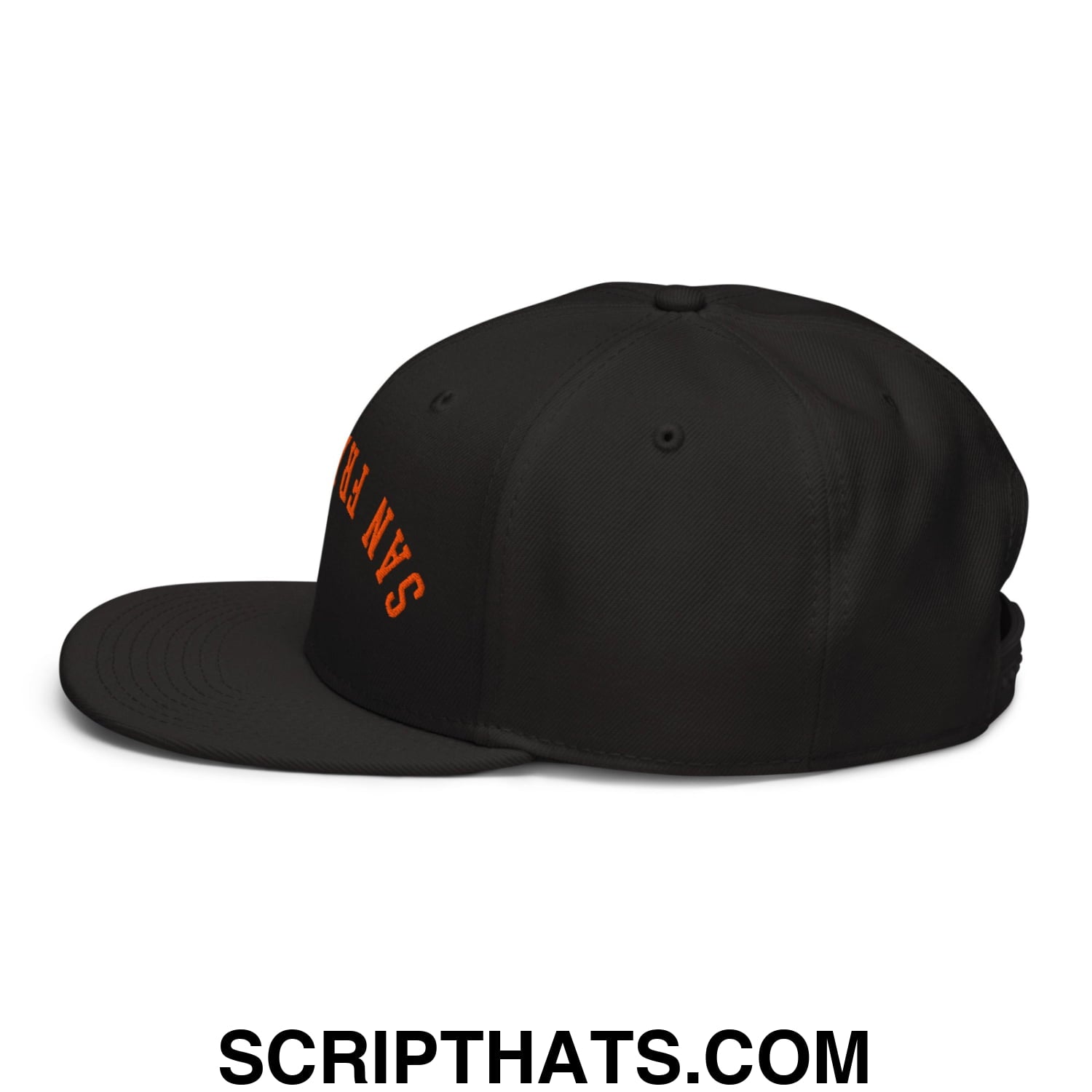 Upside Down San Francisco Baseball Embroidered Flat Brim Bill Snapback Hat Orange Black Black