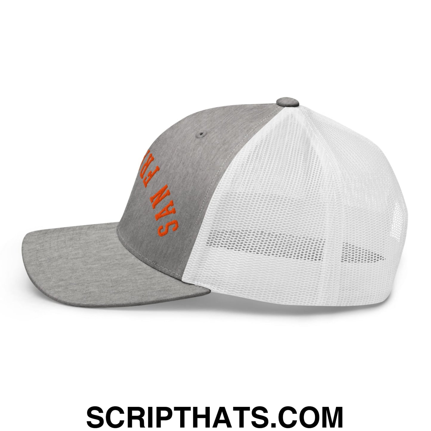 Upside Down San Francisco Baseball Embroidered Mesh Trucker Hat Heather Grey White
