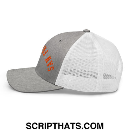 Upside Down San Francisco Baseball Embroidered Mesh Trucker Hat Heather Grey White