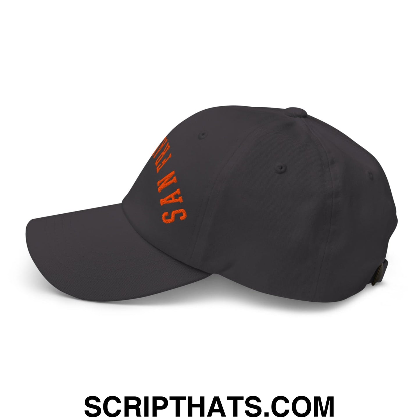 Upside Down San Francisco Baseball Embroidered Unstructured Dad Hat Dark Grey