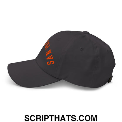 Upside Down San Francisco Baseball Embroidered Unstructured Dad Hat Dark Grey