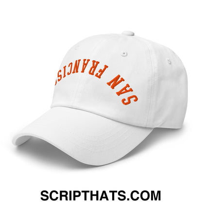 Upside Down San Francisco Baseball Embroidered Unstructured Dad Hat White