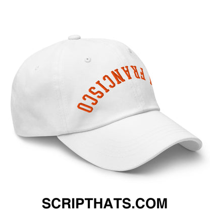 Upside Down San Francisco Baseball Embroidered Unstructured Dad Hat White