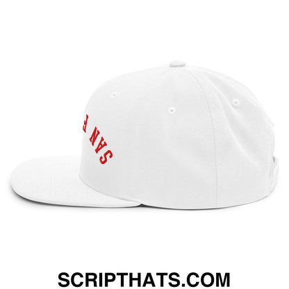 Upside Down San Francisco Football Embroidered Flat Bill Brim Snapback Hat White