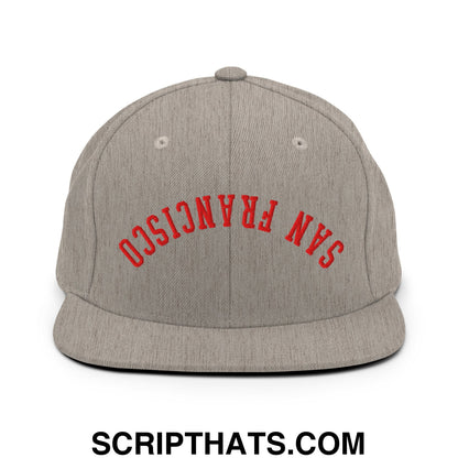 Upside Down San Francisco Football Embroidered Flat Bill Brim Snapback Hat Heather Grey