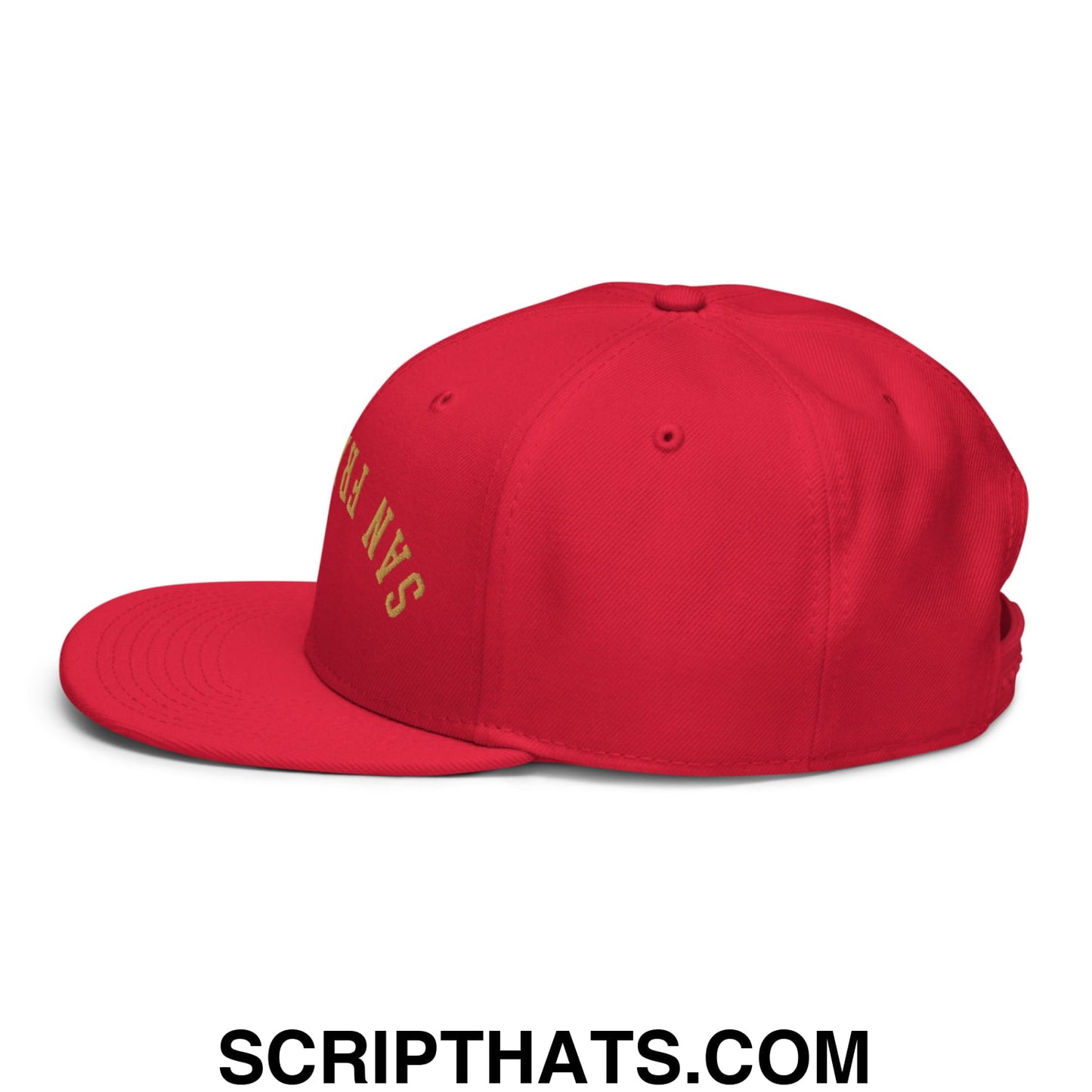 Upside Down San Francisco Football Embroidered Flat Brim Bill Snapback Hat Red