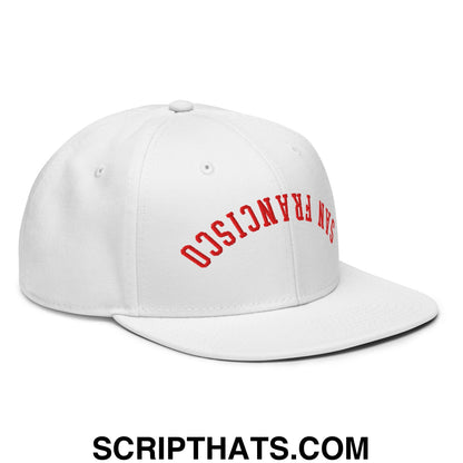 Upside Down San Francisco Football Embroidered Flat Brim Bill Snapback Hat White
