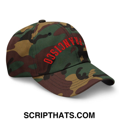 Upside Down San Francisco Football Embroidered Unstructured Dad Hat Green Camo