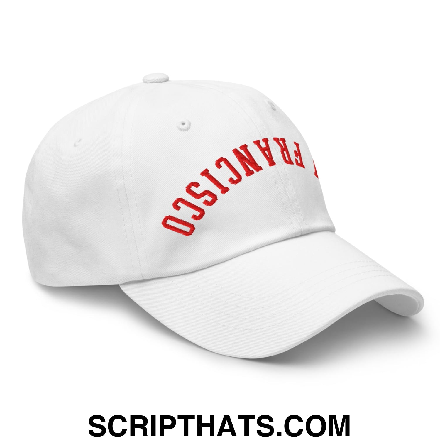 Upside Down San Francisco Football Embroidered Unstructured Dad Hat White