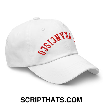 Upside Down San Francisco Football Embroidered Unstructured Dad Hat White