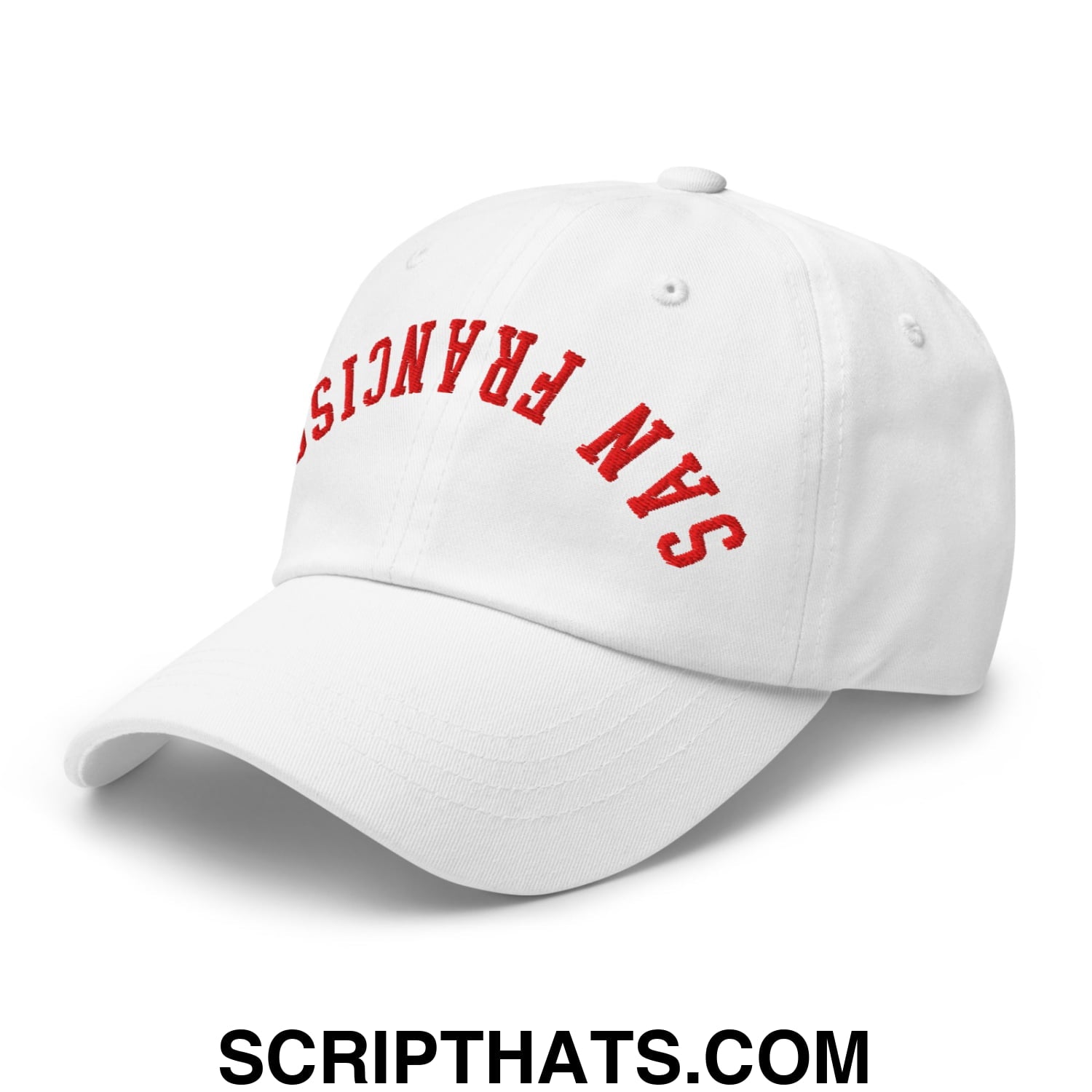 Upside Down San Francisco Football Embroidered Unstructured Dad Hat White