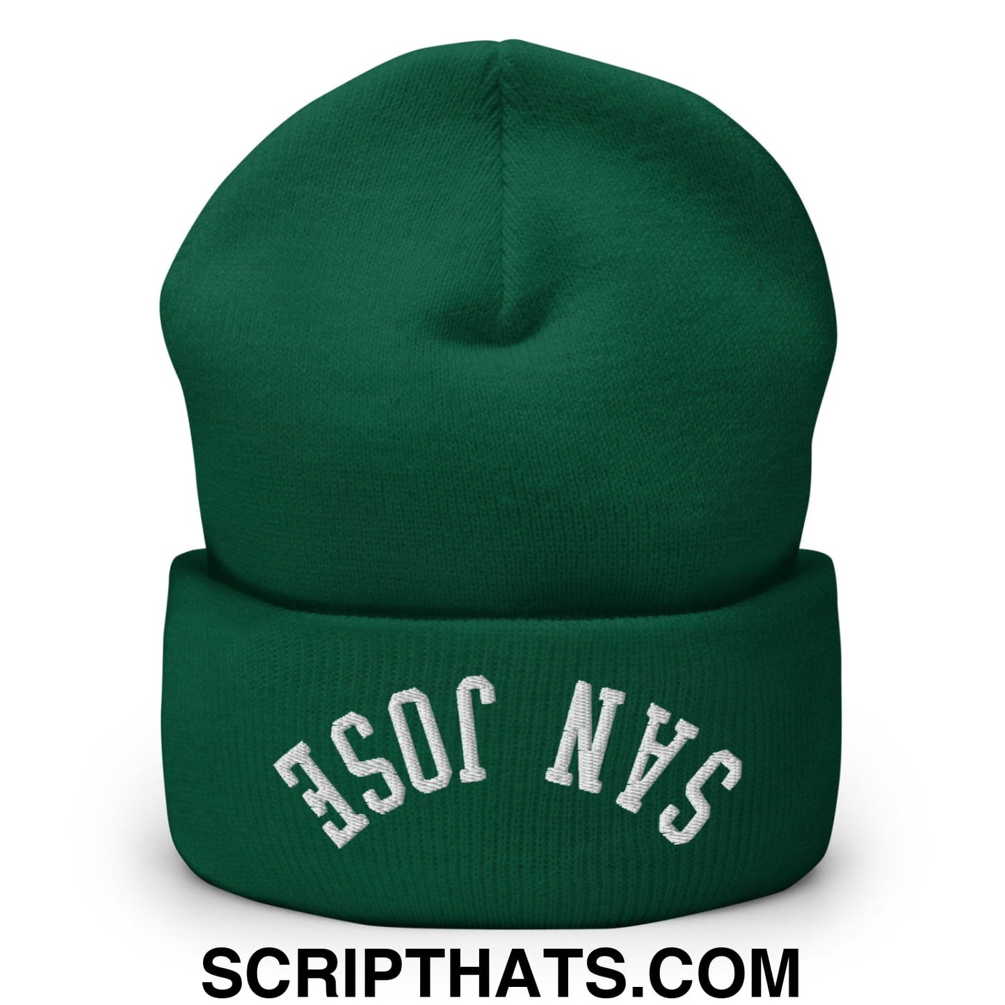 Upside Down San Jose Embroidered Cuffed Knit Beanie Spruce