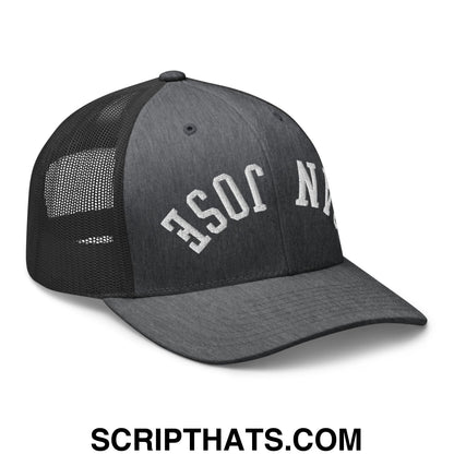 Upside Down San Jose Embroidered Mesh Trucker Hat Dark Heather Gray