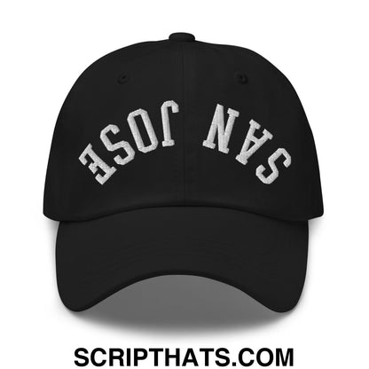Upside Down San Jose Embroidered Unstructured Dad Hat Black